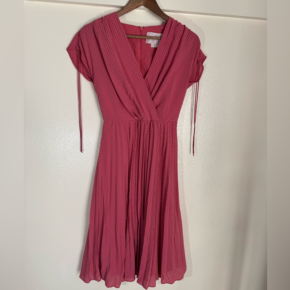 Gal Meets Glam 2 Angelica Pink Pleated Midi Dress with gingham pattern - Picture 3 of 11